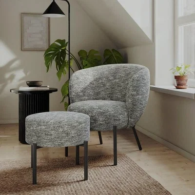 Dunelm Ali Fleck Weave Chair and Footstool