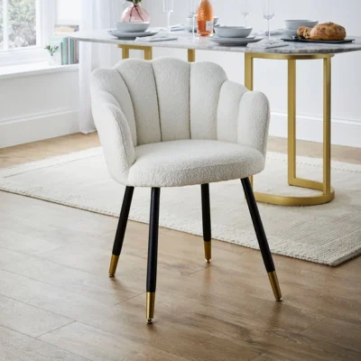 Dunelm Vivian Dining Chair, Ivory Boucle