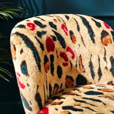 Dunelm Elsie Leopard Brights Faux Fur Cocktail Chair
