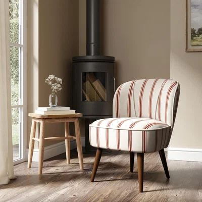 Dunelm Elsie Folkstone Stripe Woven Accent Chair Folkstone Stripe Terracotta