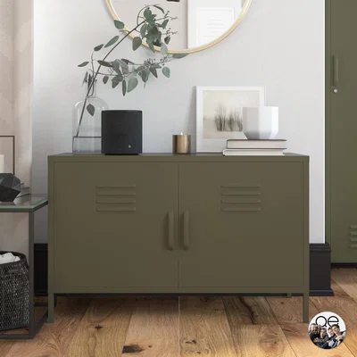Dunelm Queer Eye Bradford 2 Door Metal Accent Cabinet Olive