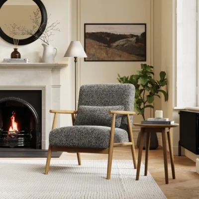 Dunelm Return - Alpine Speckled Black and White Boucle Spindle Chair