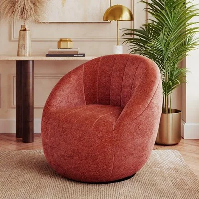 Dunelm Etta Pleated Chenille Tub Swivel Chair