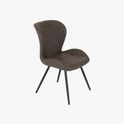 Dunelm Return - Quebec Set of 4 Dining Chairs, Brown Faux Leather