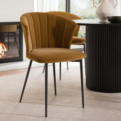 Dunelm Kendall Dining Chair with Black Legs, Velvet