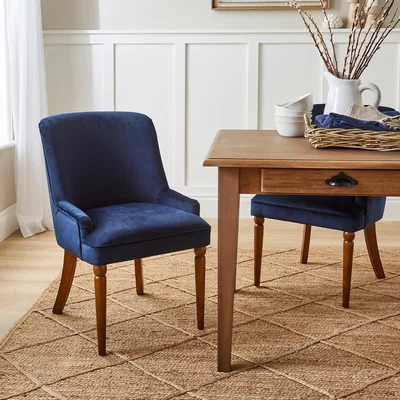 Dunelm Beatrice Dining Chair, Luxe Navy Velvet