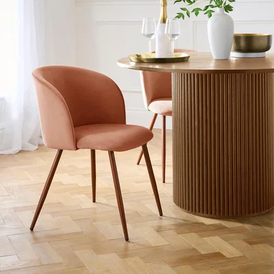 Dunelm Celia Dining Chair, Velvet Clay (Red)