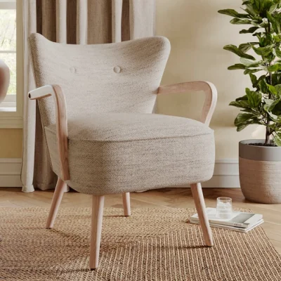 Dunelm Eliza Swithland Herringbone Wooden Occasional Armchair