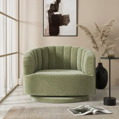 Dunelm Elena Luxe Chenille Scalloped Swivel Chair