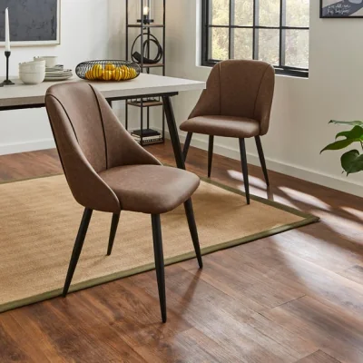 Dunelm Set of 2 Luna Dining Chairs, Faux Leather