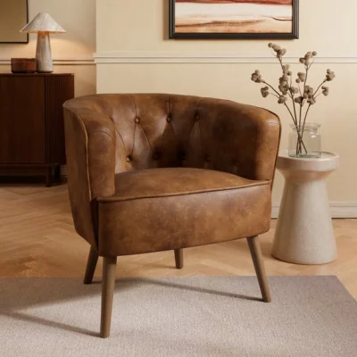 Dunelm Cindi Button Back Faux Leather Tub Chair
