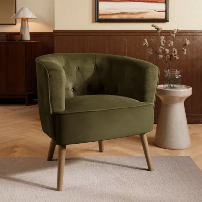 Dunelm Cindi Button Back Velvet Tub Chair