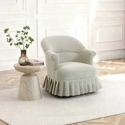 Dunelm Goldie Frill Tiny Stripe Accent Chair