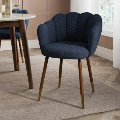 Dunelm Vivian Dining Chair, Chenille with Dark Stain Legs