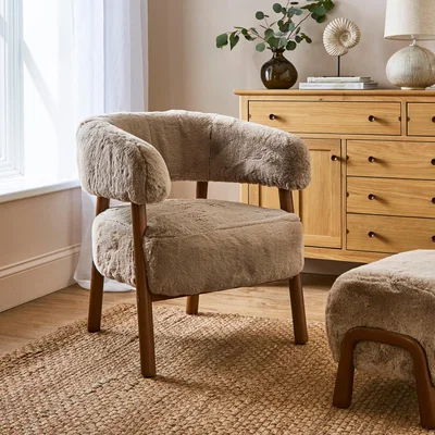 Dunelm Cleo Supersoft Faux Fur Accent Chair Taupe
