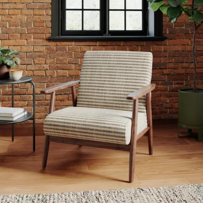 Dunelm Quinn Textured Stripe Chenille Wooden Arm Accent Chair