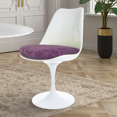 Dunelm Fusion Living White Tulip Dining Chair with Luxurious Cushion Purple