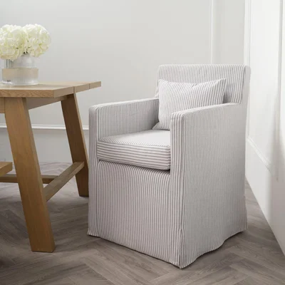 Dunelm Hettie Dining Chair, Grey Stripe Fabric Grey
