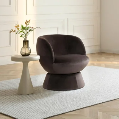 Dunelm Tulip Velvet Curved Swivel Accent Chair