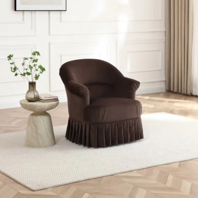 Dunelm Goldie Frill Velvet Accent Chair