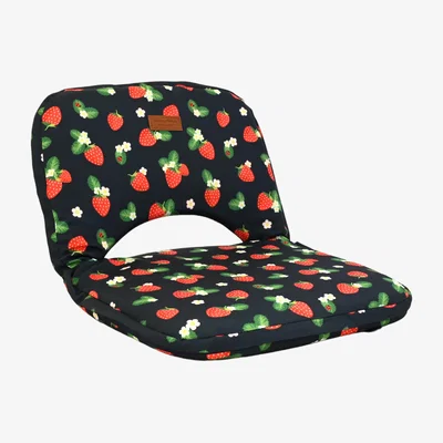 Dunelm Strawberries & Cream 5 Position Fold Flat Picnic Chair with Carry Handle Navy