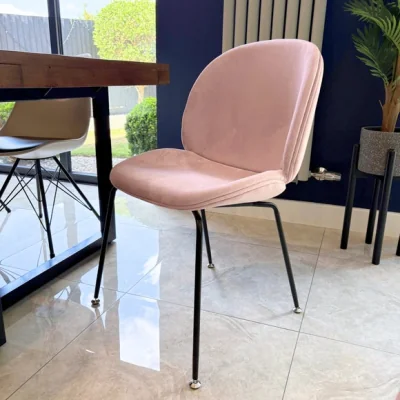Dunelm Fusion Living Luxurious Velvet Dining Chair with Black Metal Legs