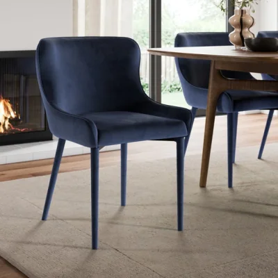 Dunelm Montreal Set of 2 Fully Upholstered Dining Chairs, Velvet