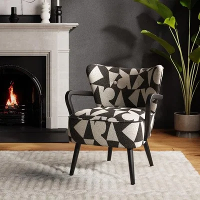 Dunelm Eliza Abstract Jacquard Wooden Arm Occasional Chair