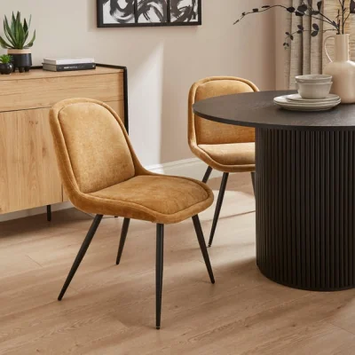 Dunelm Lyle Set of 2 Dining Chairs, Soft Tonal Chenille