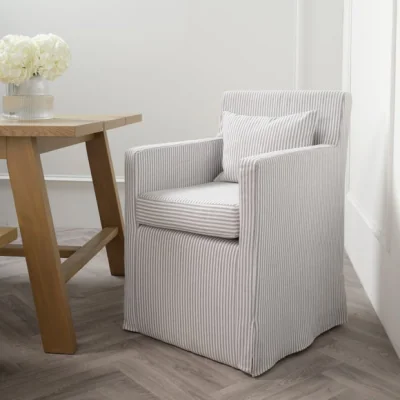 Dunelm Return - Hettie Dining Chair, Grey Stripe Fabric