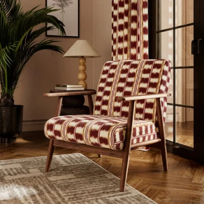 Dunelm Quinn Avis Stripe Wooden Arm Accent Chair