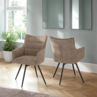 Dunelm Return - Lewis Set of 2 Carver Swivel Dining Chairs, Fabric