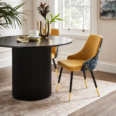 Dunelm Ariana Set of 2 Dining Chairs, Havisham Print Velvet