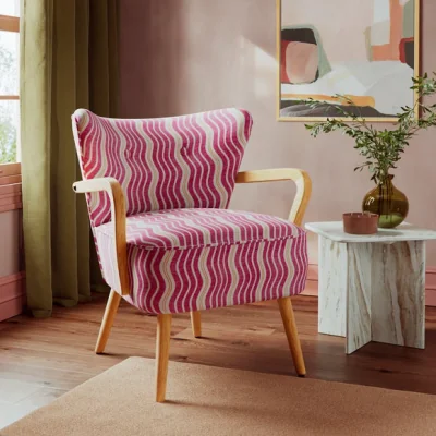 Dunelm Eliza Wiggle Stripe Wooden Arm Cocktail Chair