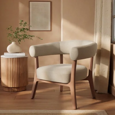 Dunelm Reevi Chunky Basketweave Wooden Accent Chair