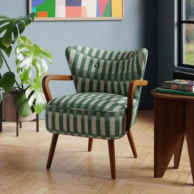 Dunelm Eliza Checkerboard Wooden Arm Occasional Armchair