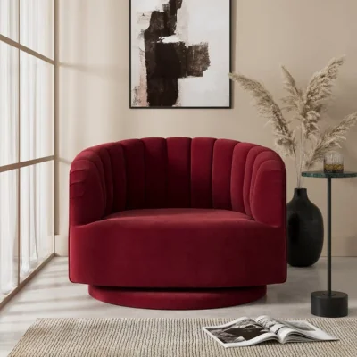 Dunelm Elena Velvet Scalloped Swivel Chair