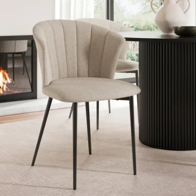 Dunelm Kendall Dining Chair with Black Legs, Boucle