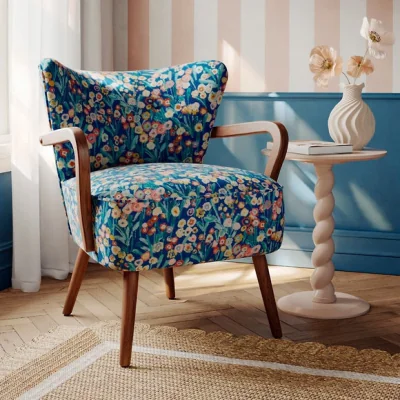 Dunelm Eliza Harriet Meadow Print Wooden Occasional Armchair