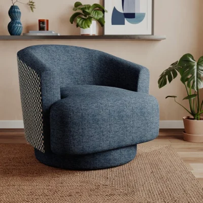 Dunelm Carmen Distressed Chenille Geometric Swivel Chair