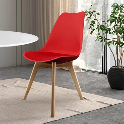 Dunelm Fusion Living Soho Plastic Dining Chair with Squared Legs Red