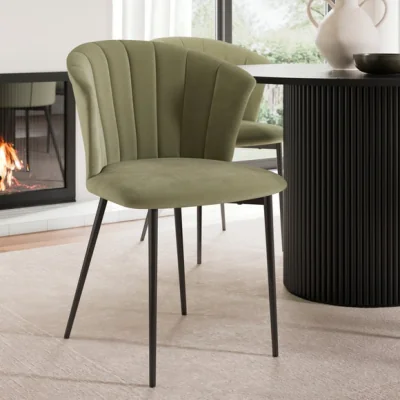 Dunelm Kendall Dining Chair with Black Legs, Velvet
