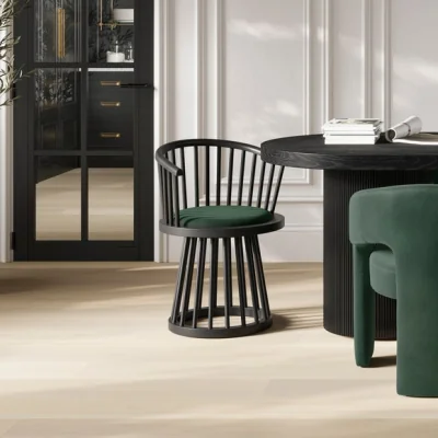 Dunelm Return - LPD Lina Dining Chair, Green Velvet