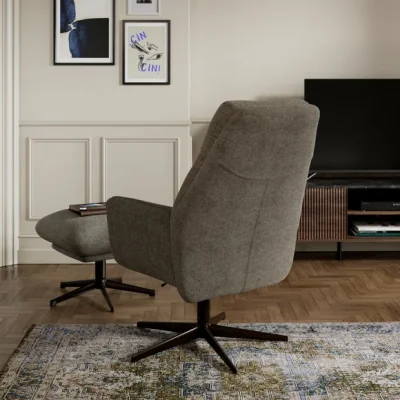 Dunelm Brook Basketweave Swivel Recliner Chair and Footstool
