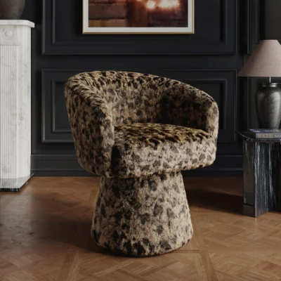 Dunelm Reza Leopard Print Faux Fur Swivel Chair