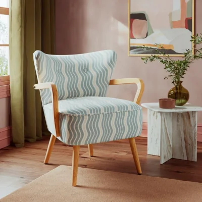 Dunelm Eliza Wiggle Stripe Wooden Arm Cocktail Chair