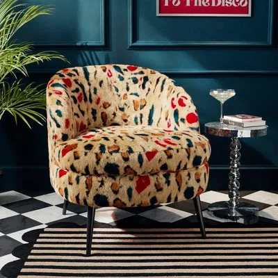 Dunelm Marcie Bright Leopard Print Faux Fur Cocktail Chair