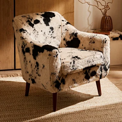 Dunelm Eddie Faux Fur Tub Armchair Black and white