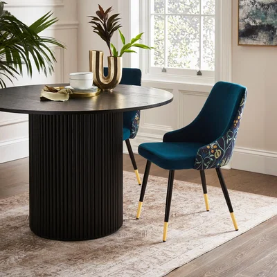 Dunelm Ariana Set of 2 Dining Chairs, Havisham Print Velvet