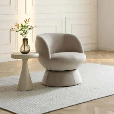 Dunelm Tulip Velvet Curved Swivel Accent Chair